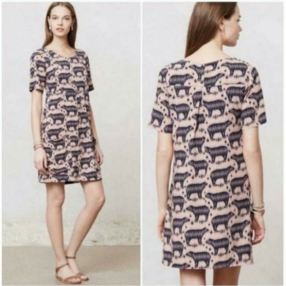 ANTHROPOLOGIE Maeve Zola Bear Shift Dress - Women's - Picture 2 of 9